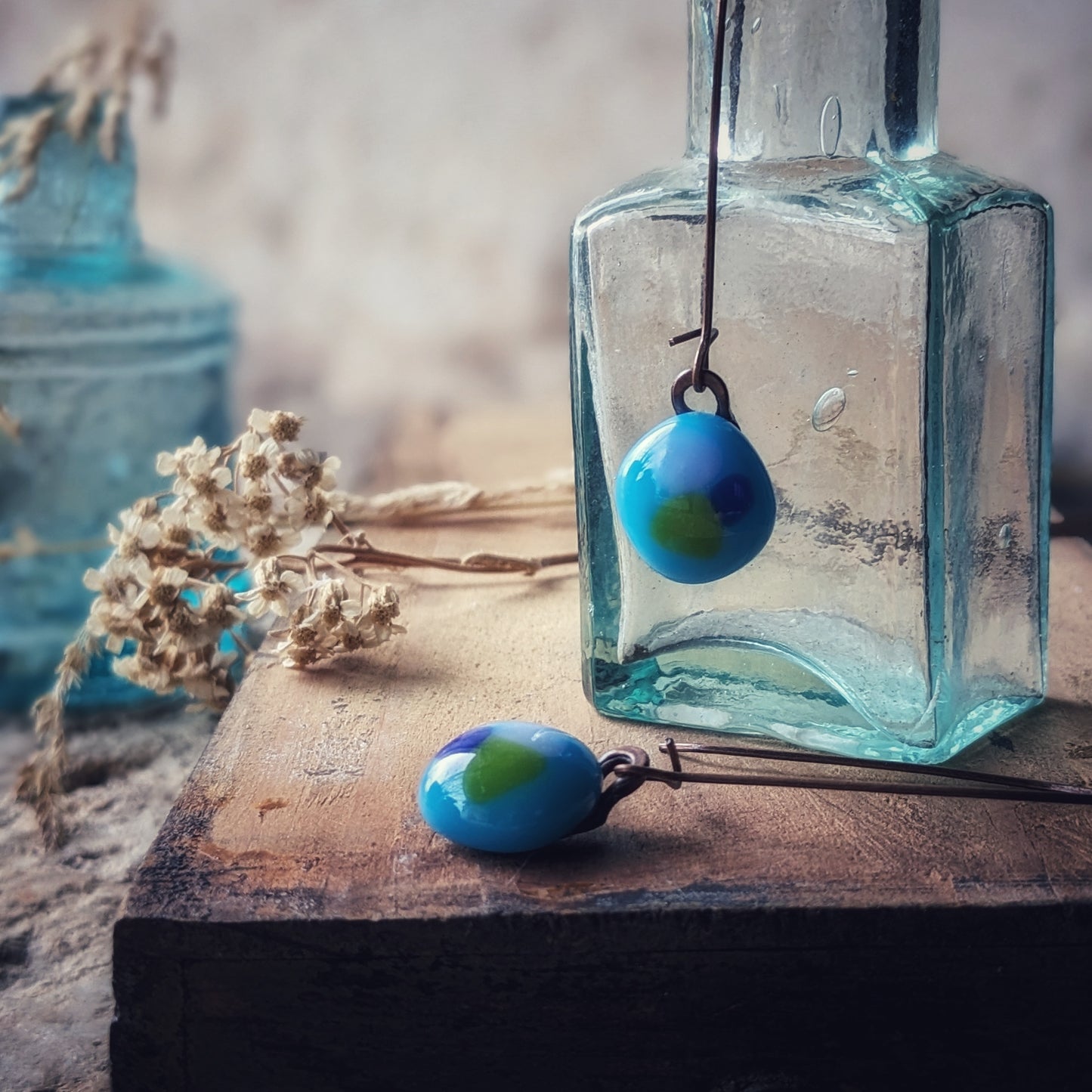 Brocante Days - cyan blue earrings