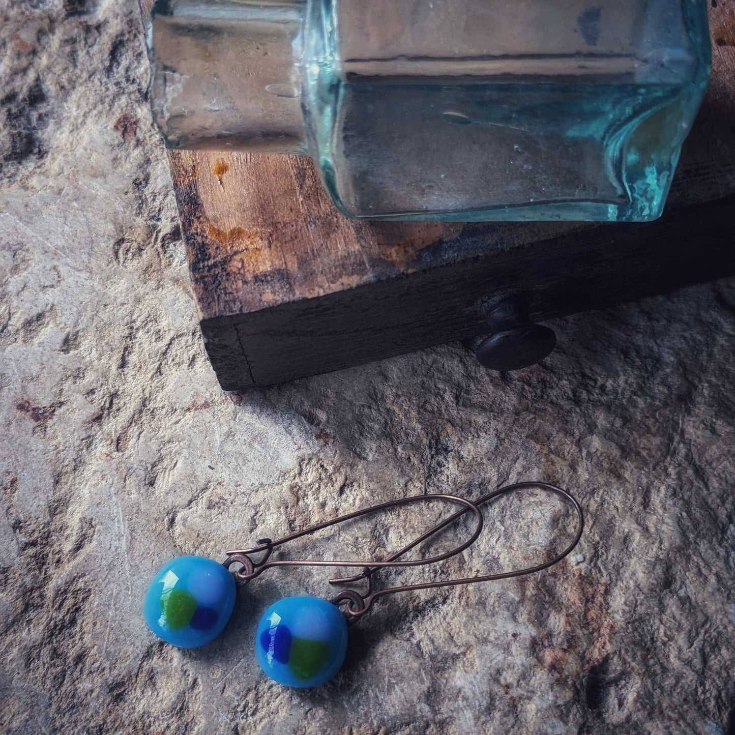 Brocante Days - cyan blue earrings