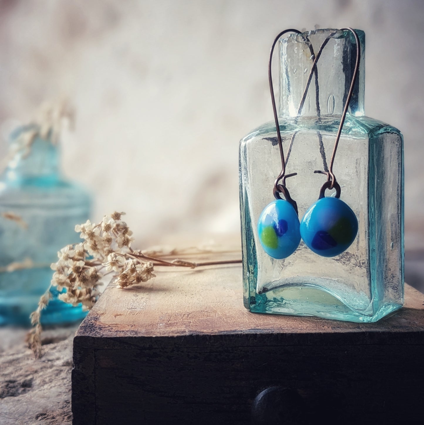 Brocante Days - cyan blue earrings