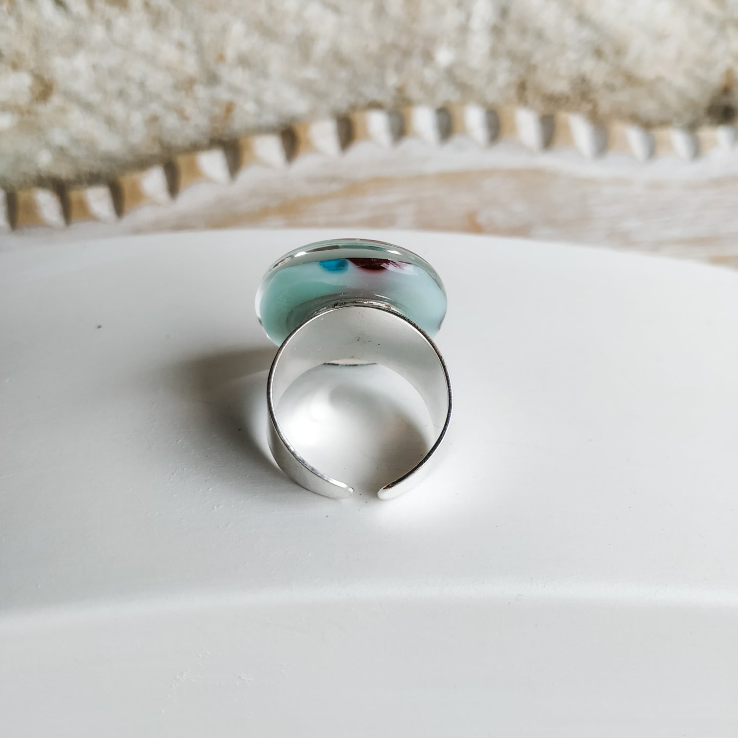 Robin's Egg  Blue  Fused Glass Ring