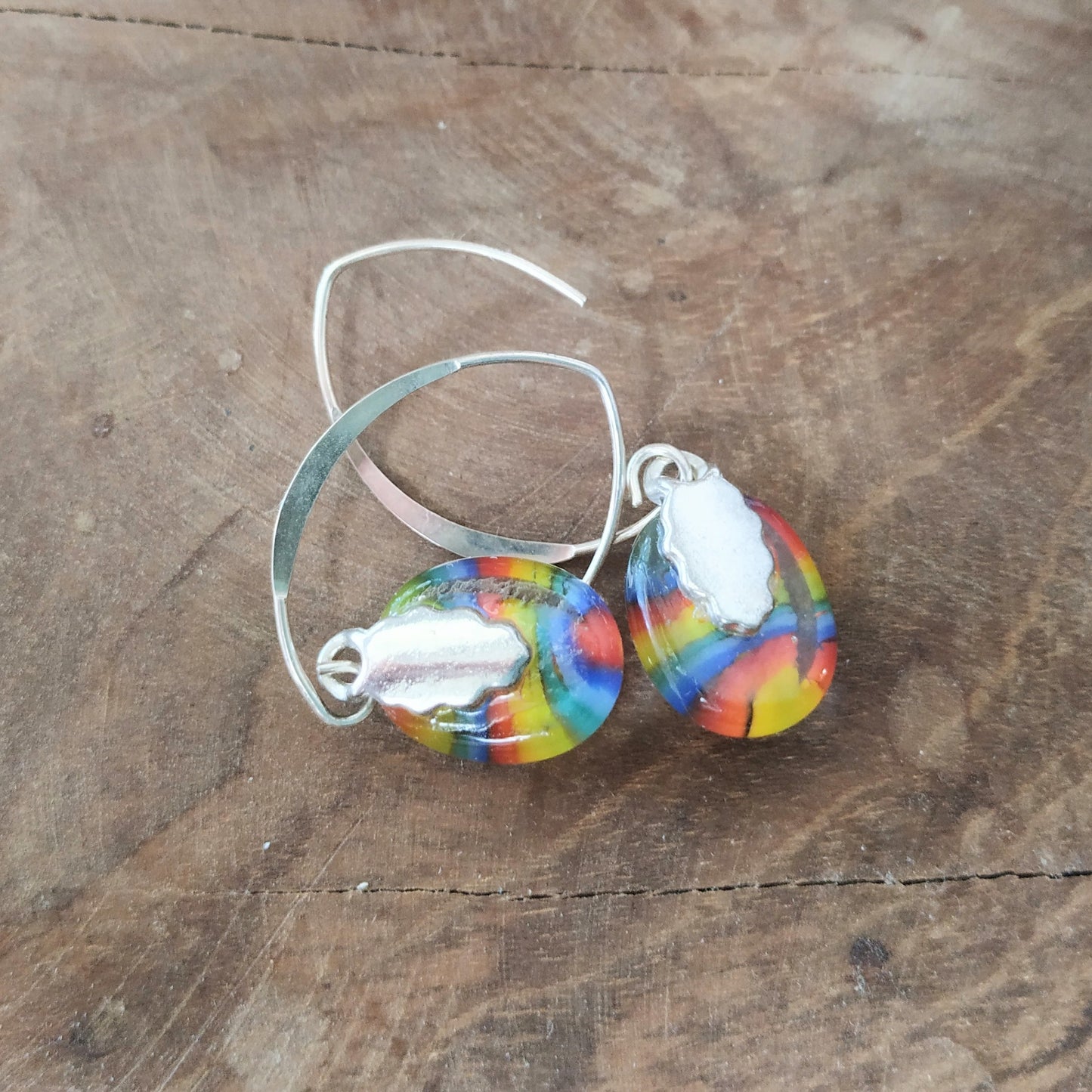 925 Silver and Glass Rainbow Earrings