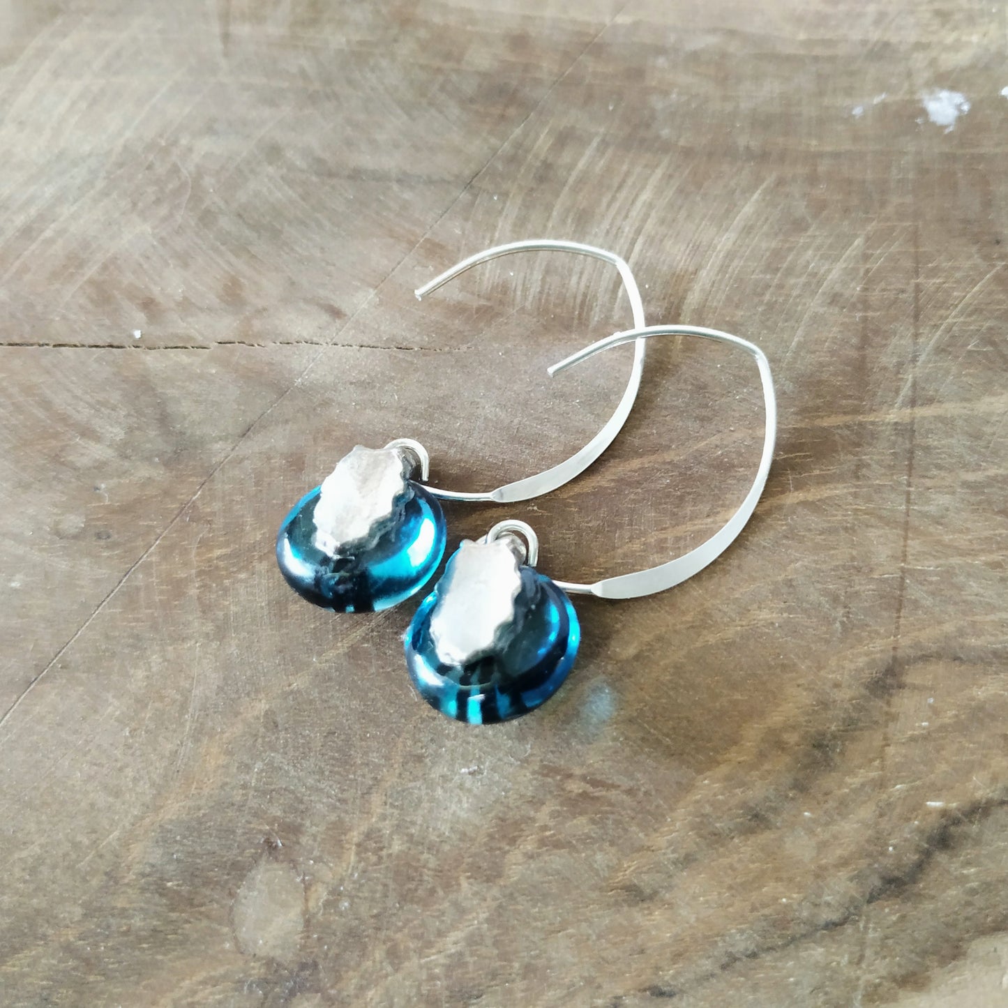 925 Silver and Blue Glass Earrings