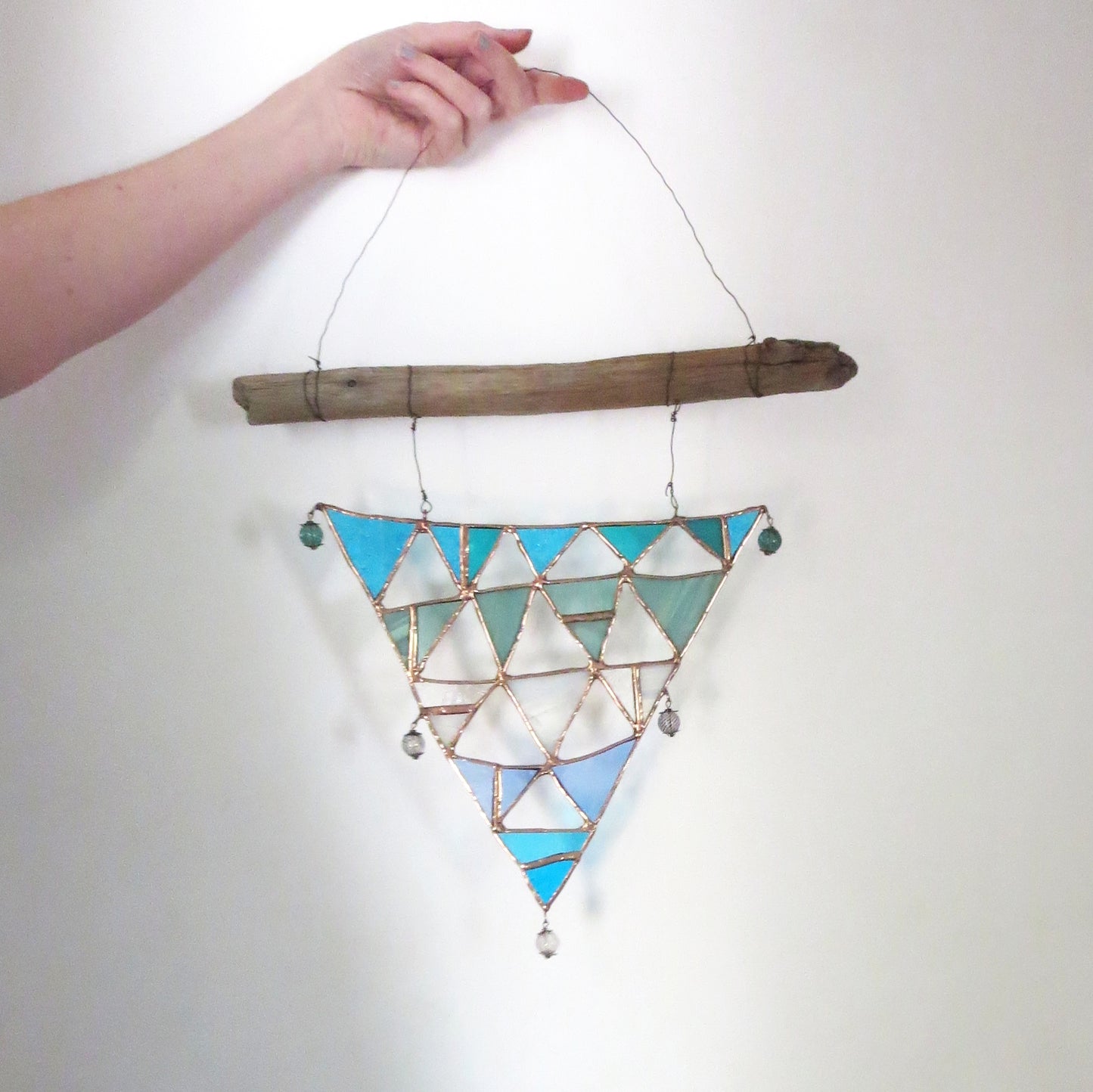 Handmade stained glass hanging art piece